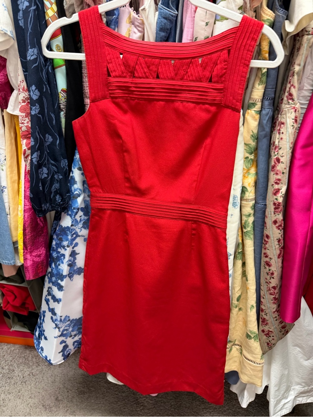 Banana Republic Red Sleeveless Sheath Dress lattice design size 0